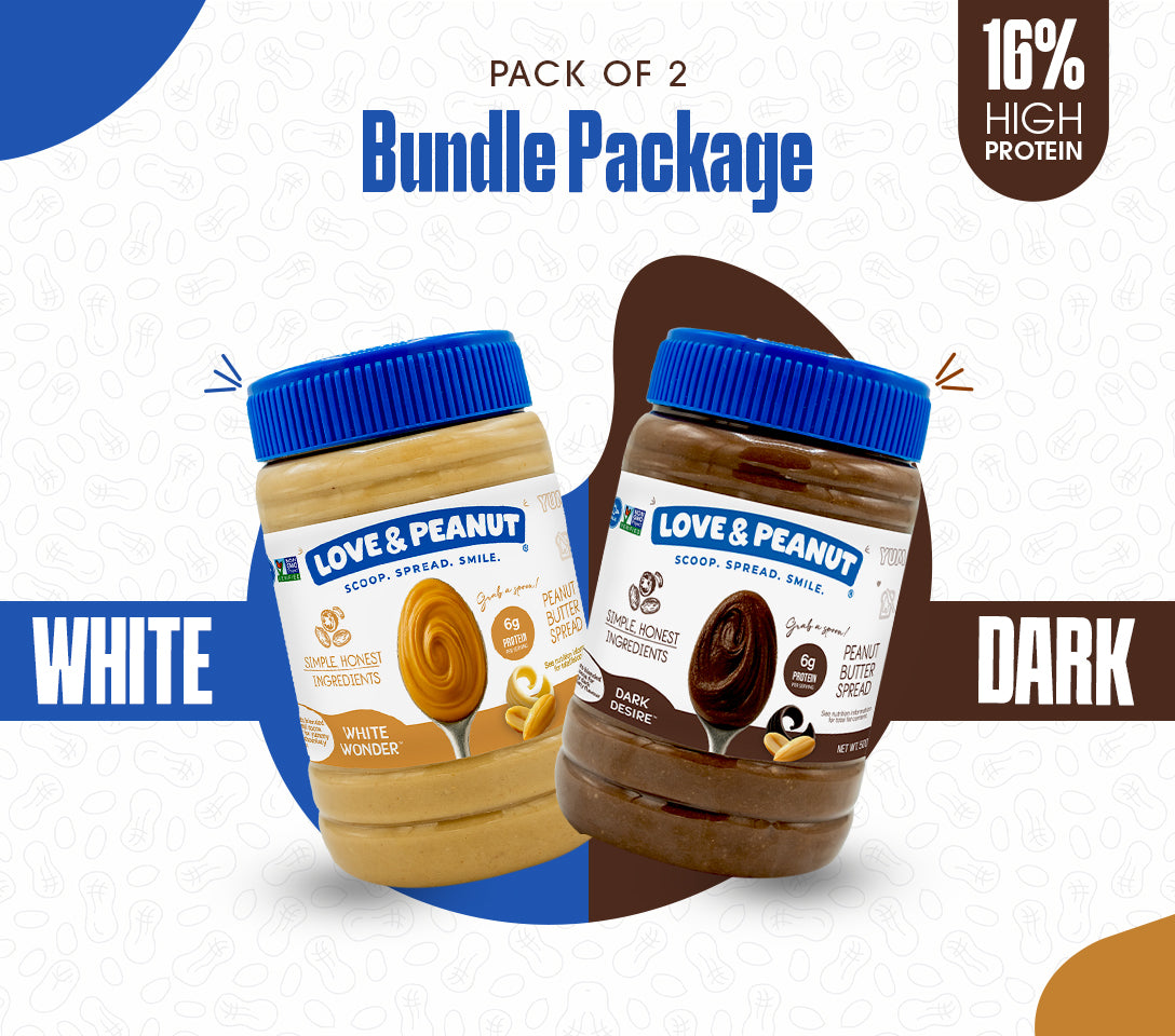 Love & Peanut Choco Lovers Duo – White & Dark Chocolate Peanut Butter with Real Cocoa Butter - 1.1 kg