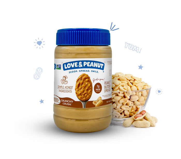 Love & Peanut Crunchy Crush – Organic Crunchy Peanut Butter with Natural Sweetness, No Additives - 550g