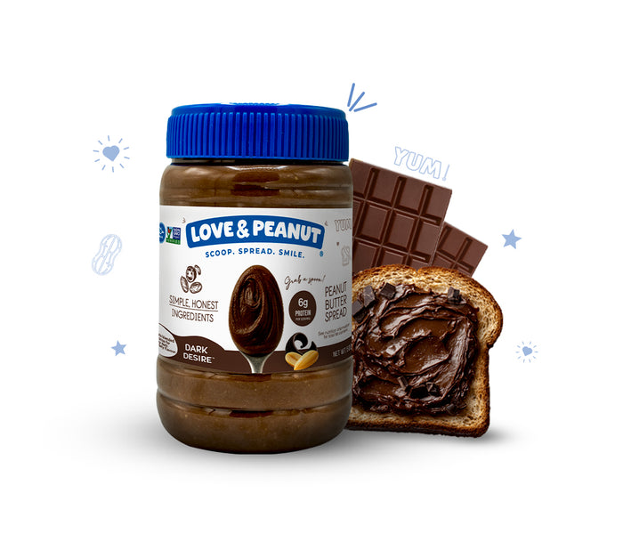 Love & Peanut Dark Desire – Organic Dark Chocolate Peanut Butter with Real Cocoa Butter & No Palm Oil - 550g
