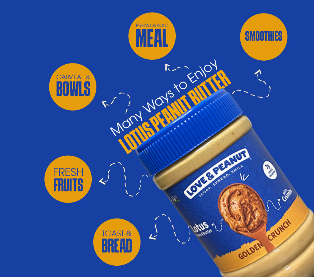 Love & Peanut Golden Crunch – Lotus Flavoured Peanut Butter with Real Lotus Biscuit & Lotus Spread No Artificial Flavors - 450g
