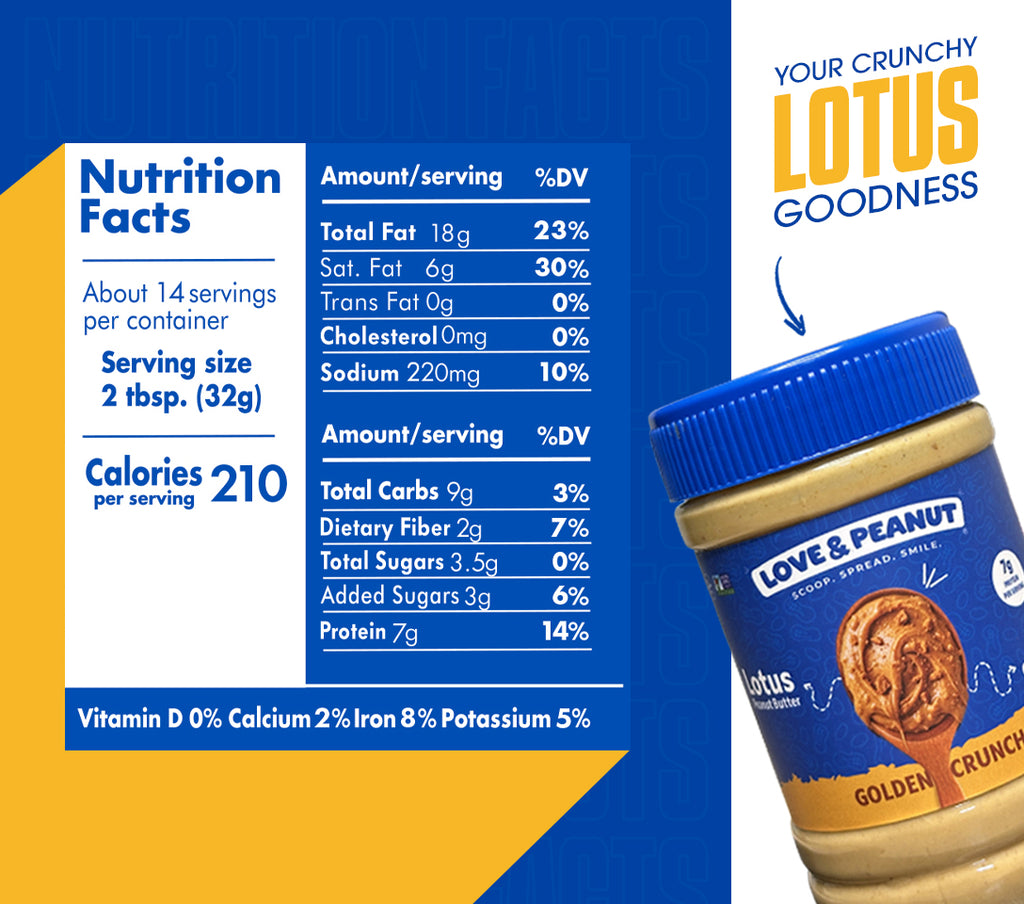 Love & Peanut Golden Crunch – Lotus Flavoured Peanut Butter with Real Lotus Biscuit & Lotus Spread No Artificial Flavors - 450g