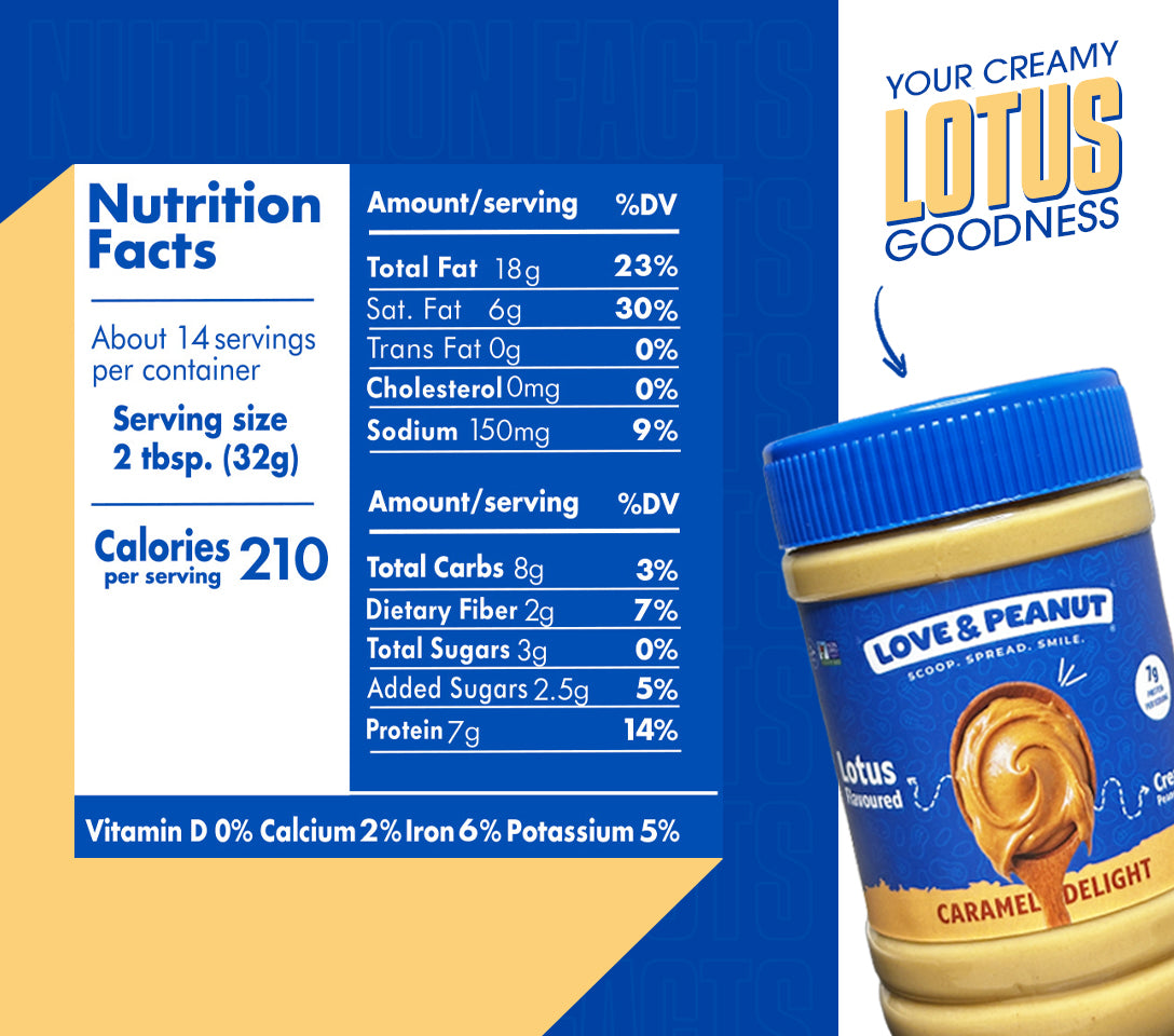 Love & Peanut Caramel Delight – Lotus Flavoured Peanut Butter with Real Lotus Spread - No Artificial flavors - 450g