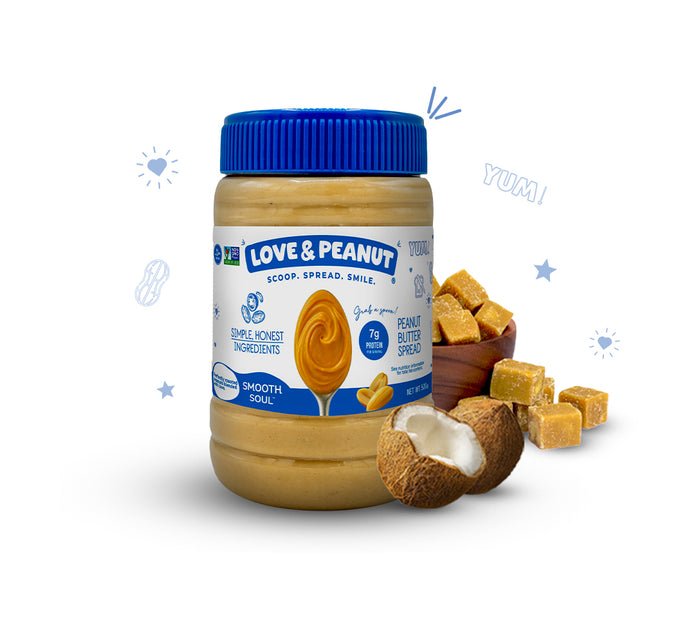 Love & Peanut Smooth Soul – 100% Organic Creamy Peanut Butter with Coconut Oil, No Palm Oil - 550g