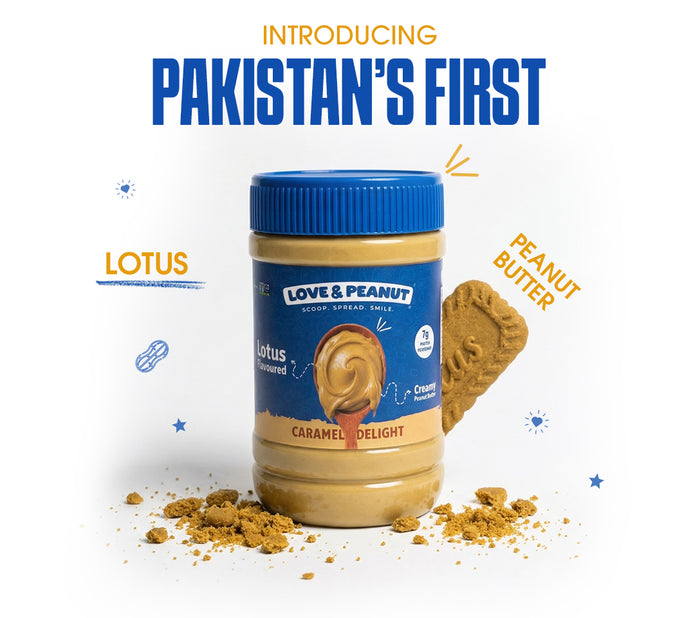 Love & Peanut Caramel Delight – Lotus Flavoured Peanut Butter with Real Lotus Spread - No Artificial flavors - 450g