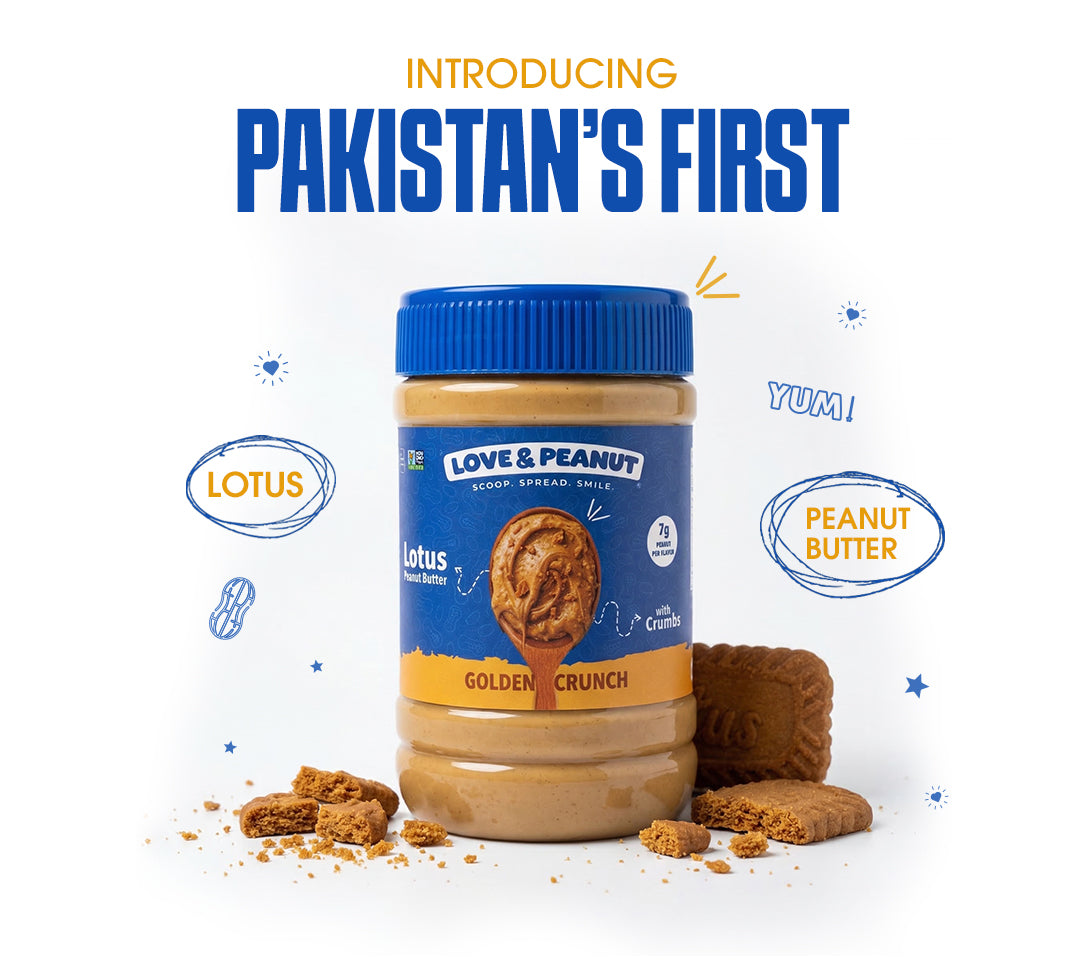 Love & Peanut Golden Crunch – Lotus Flavoured Peanut Butter with Real Lotus Biscuit & Lotus Spread No Artificial Flavors - 450g