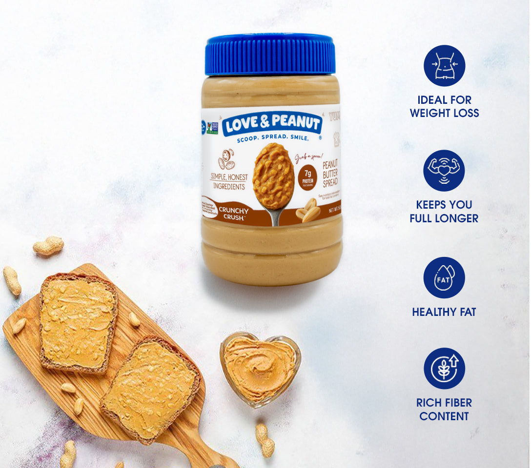 Love & Peanut Crunchy Crush – Organic Crunchy Peanut Butter with Natural Sweetness, No Additives - 550g