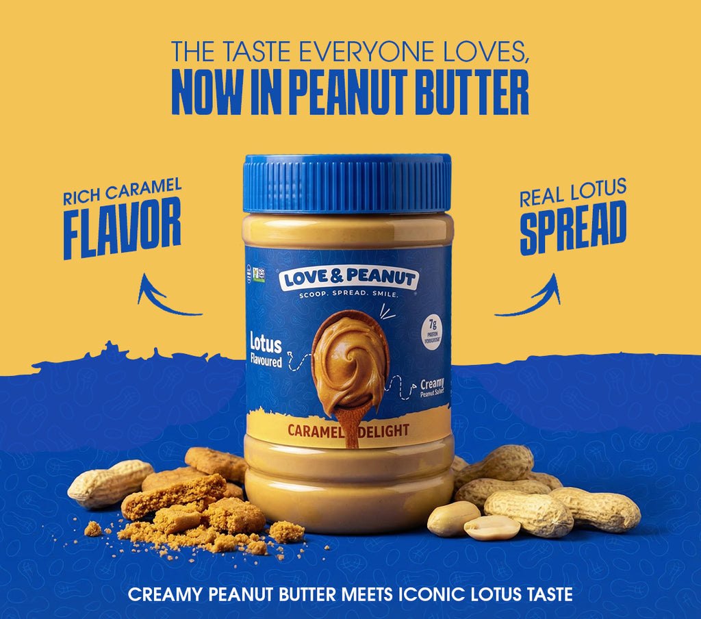 Love & Peanut Caramel Delight – Lotus Flavoured Peanut Butter with Real Lotus Spread - No Artificial flavors - 450g