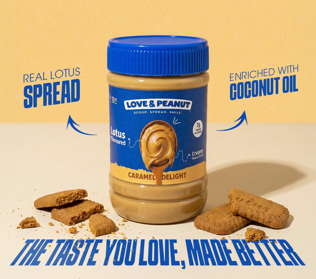 Love & Peanut Caramel Delight – Lotus Flavoured Peanut Butter with Real Lotus Spread - No Artificial flavors - 450g