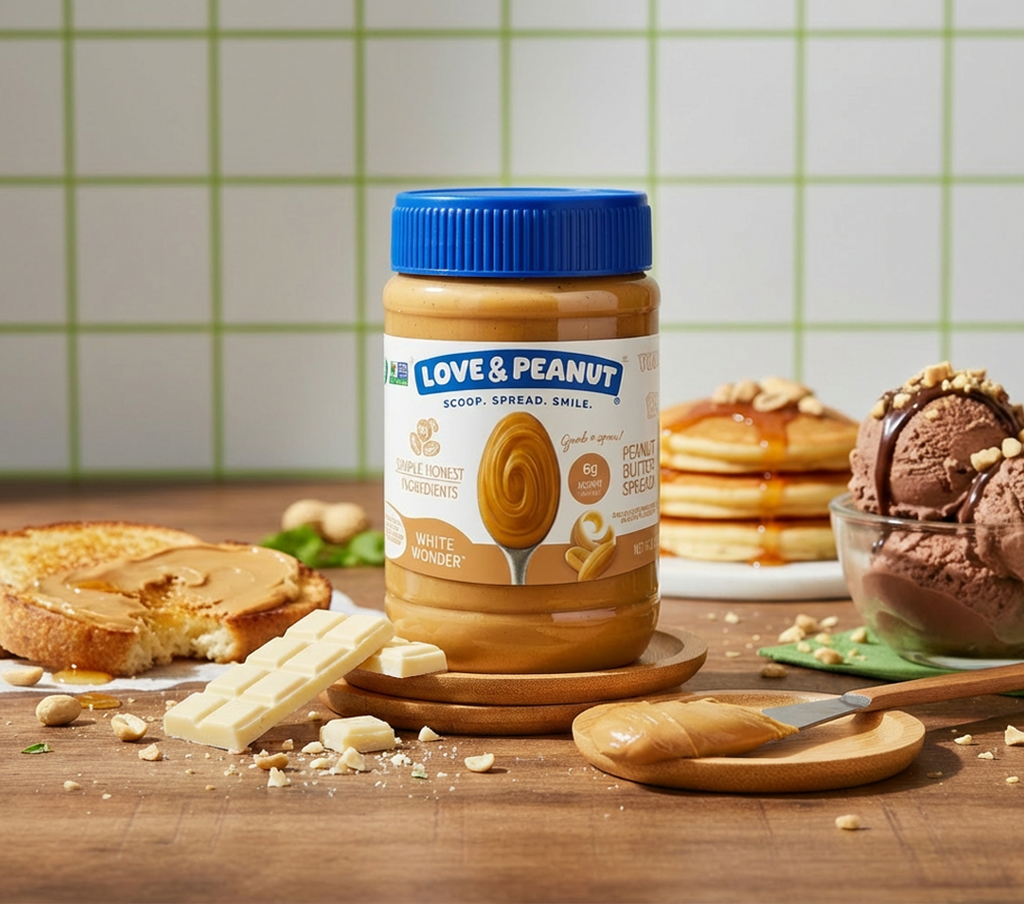 Love & Peanut White Wonder – Organic White Chocolate Peanut Butter Made with Real Cocoa Butter - 500g